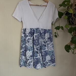 JIT Sport Collection Floral Romper – White Blue, Short Sleeve, Size S